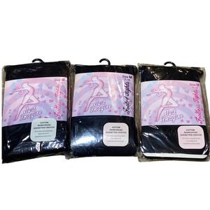 Just Imagine Footless Tights Girls Size M 7-10 Black Cotton Gusseted Crotch